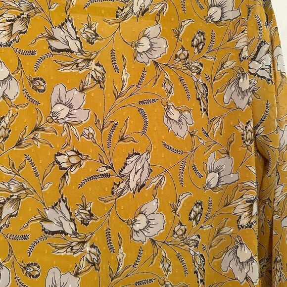Banana Republic golden floral yellow wrap blouse - Picture 4 of 7